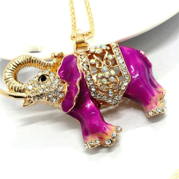 Lirrio's Closet Jewelry - 3D Exotic Pink Enamel Elephant Rhinestones NWT